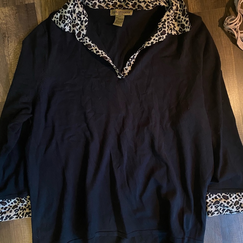 Notations black & cheeta print top